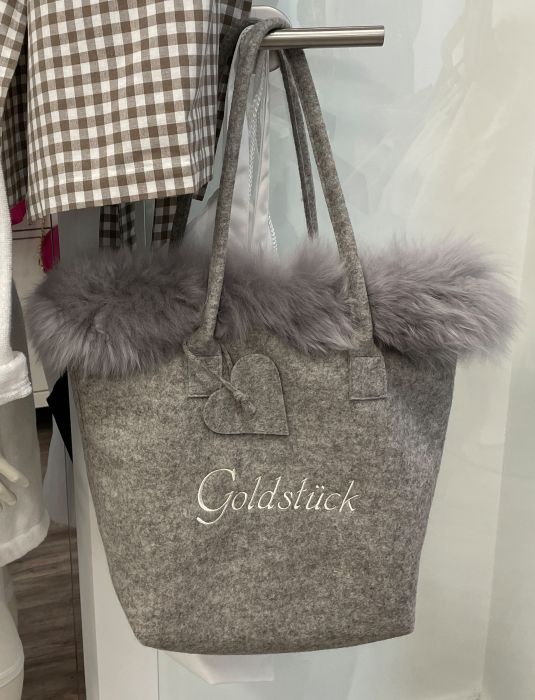 - Filz-Tasche  Lammfell & Goldstück